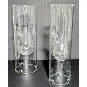 Vintage Belag‎ Glass Oil Candles Set of Two 10" Missing Wicks Original Stickers
